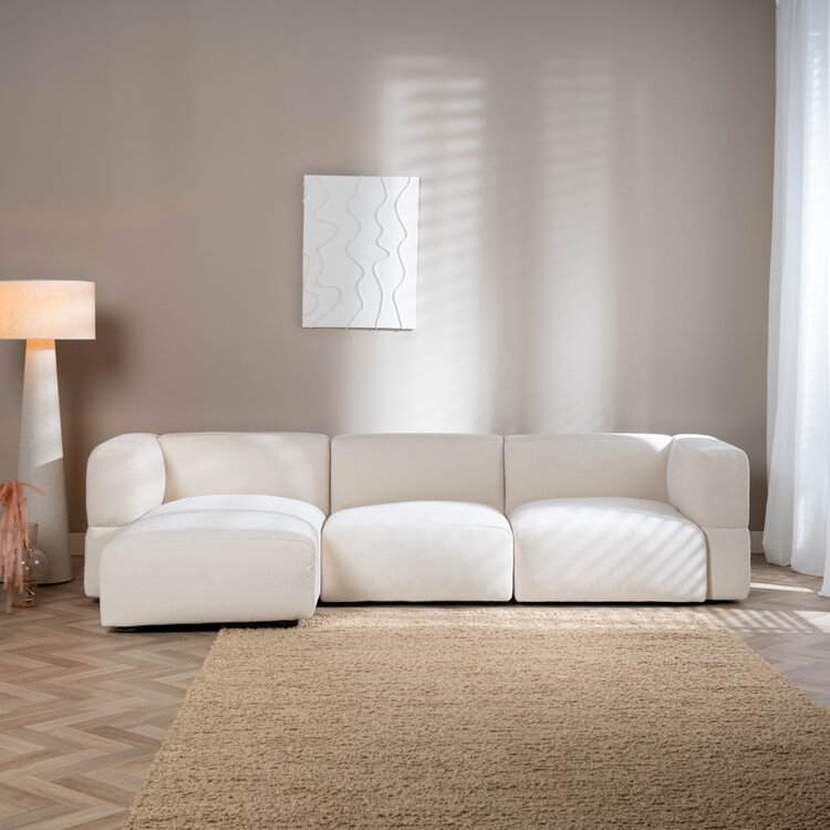 Scandinavische hoekbank Karla off white links 3-zits