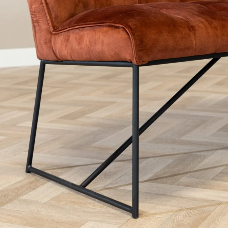 Velvet eetkamerbank Janna koper 220 cm