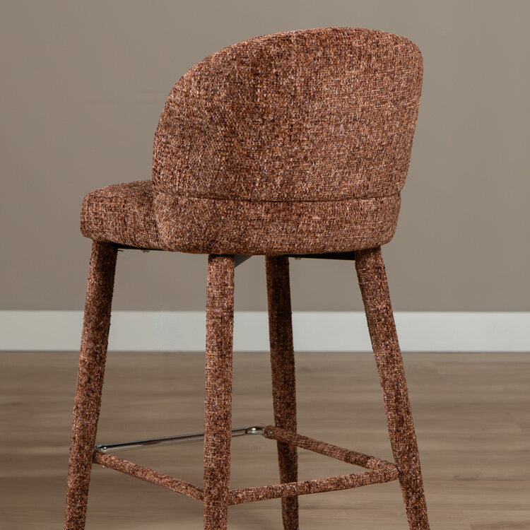 Barkruk Charlie chenille koper 69 cm