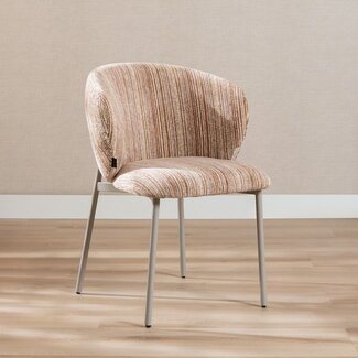 Eetkamerstoel Milo chenille beige/pink