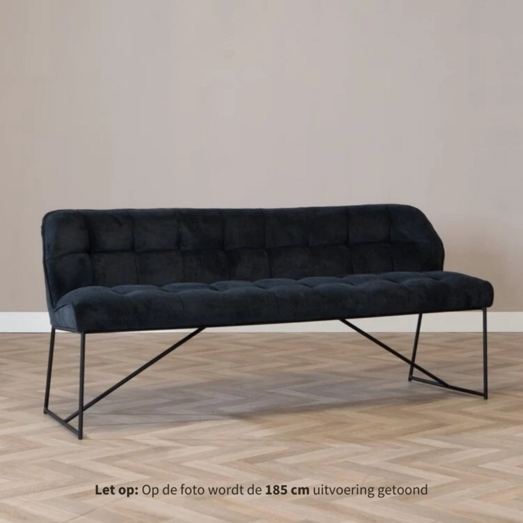 Scandinavische eetkamerbank Jelle zwart 220 cm