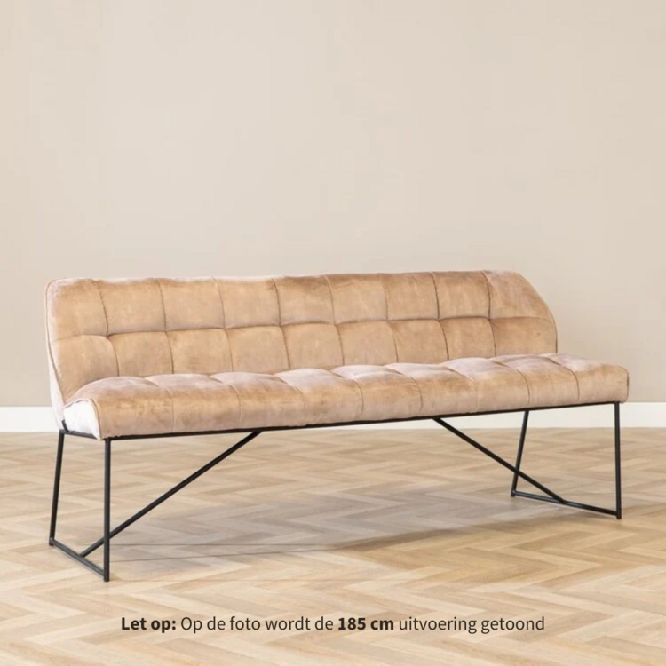 Velvet eetkamerbank Janna taupe 220 cm