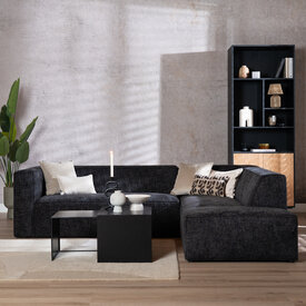 Hoekbank Memphis stof chenille zwart rechts