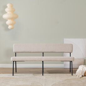 Scandinavische eetkamerbank Espen beige gerecyclede stof 160 cm