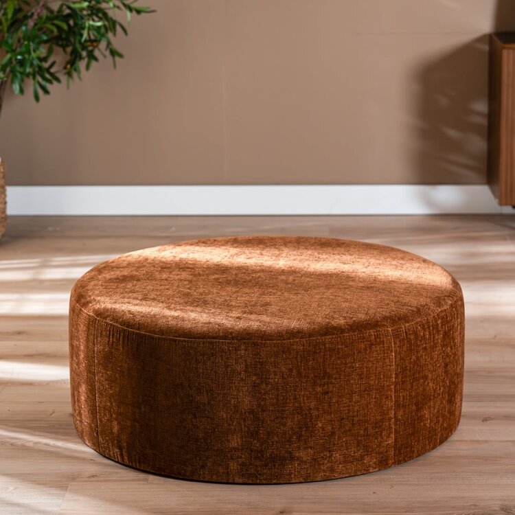 Poef Elle rond chenille koper ø100 cm