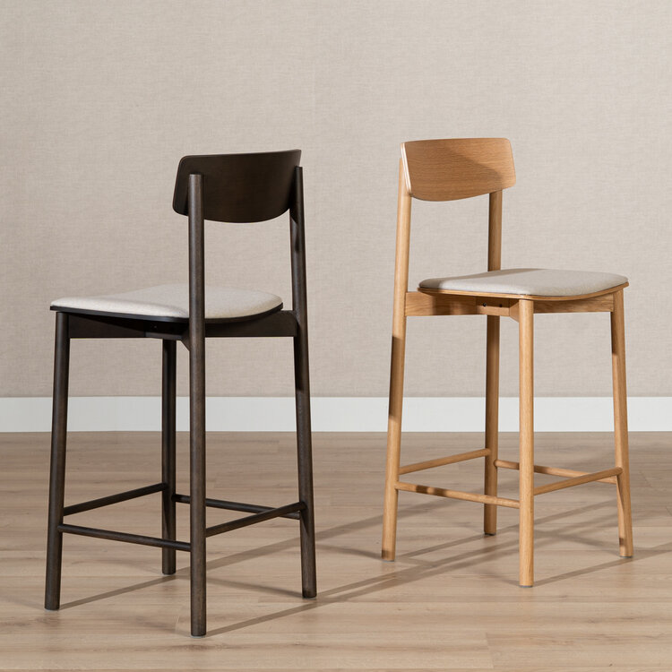 Scandinavische barkruk Inez naturel eiken/ off white 70 cm