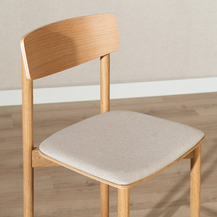 Scandinavische barkruk Inez naturel eiken/ off white 70 cm