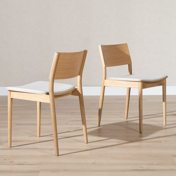 Scandinavische eetkamerstoel Elio naturel eiken/off white