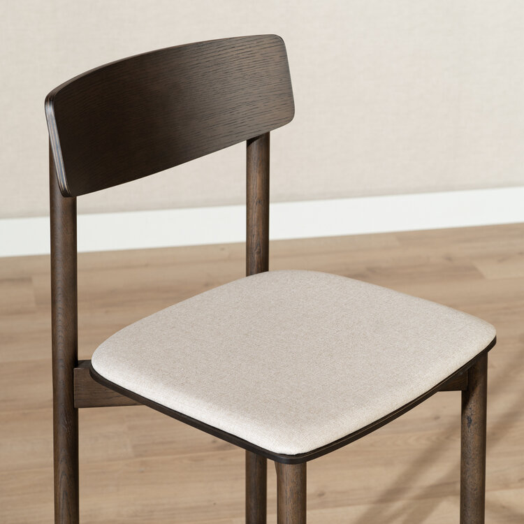 Scandinavische barkruk Inez walnoot/ off white 70 cm