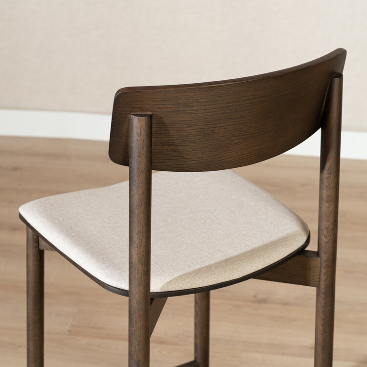 Scandinavische barkruk Inez walnoot/ off white 70 cm