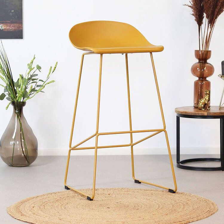 Barkruk Ellen geel Scandinavisch design 76 cm
