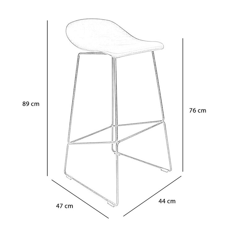 Barkruk Ellen geel Scandinavisch design 76 cm
