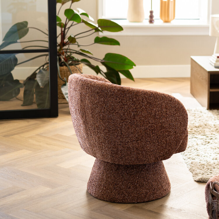 Fauteuil Lenn draaibaar chenille koper