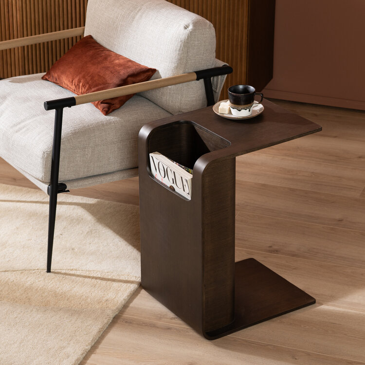 Scandinavische bijzettafel/salontafel Isla 60x35x45 walnoot