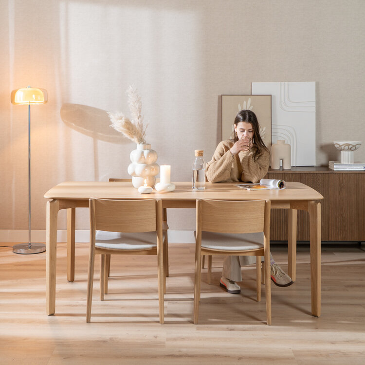Scandinavische eettafel Cala naturel eiken 180 x 90 cm