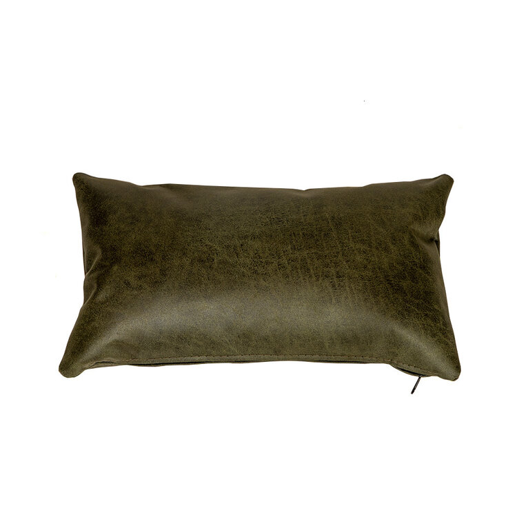 Sierkussen Kyla eco-leer olijfgroen 25 x 45 cm