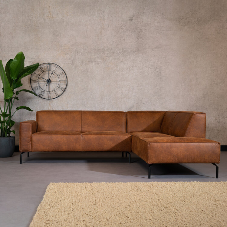 Industriële hoekbank Kansas eco-leer cognac rechts