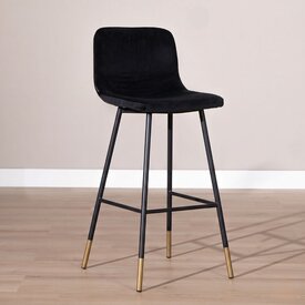 Velvet barkruk Mikky zwart 65-78 cm