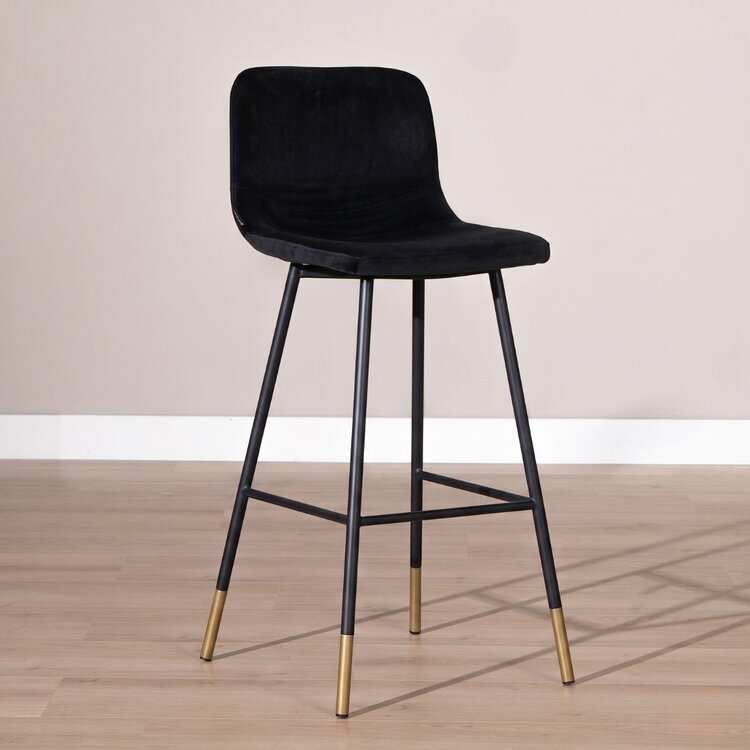 Velvet barkruk Mikky zwart 65-78 cm