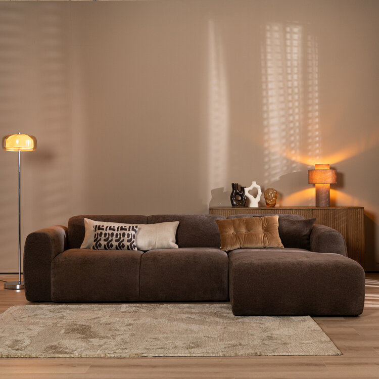 Hoekbank Maine chenille stof bruin rechts