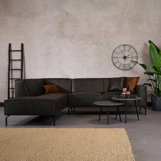 Industriële hoekbank Kansas eco-leer antraciet links