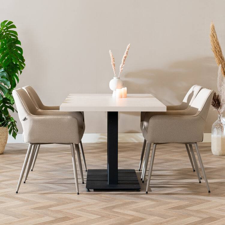 Eettafel Nils melamine beige 160 x 80 cm