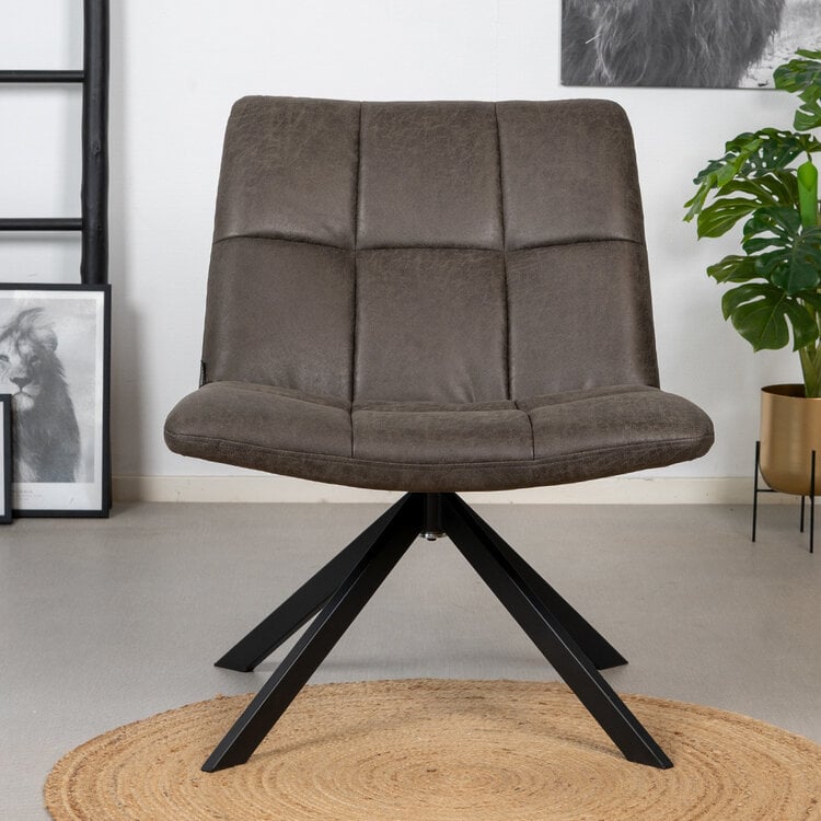 Industriële fauteuil Eevi antraciet eco-leer