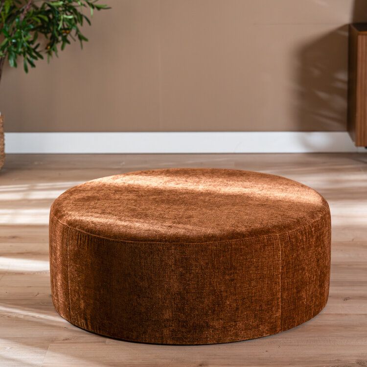 Poef Elle rond chenille koper ø100 cm