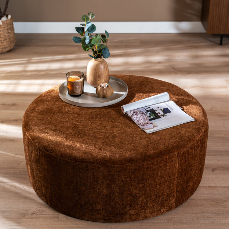 Poef Elle rond chenille koper ø100 cm