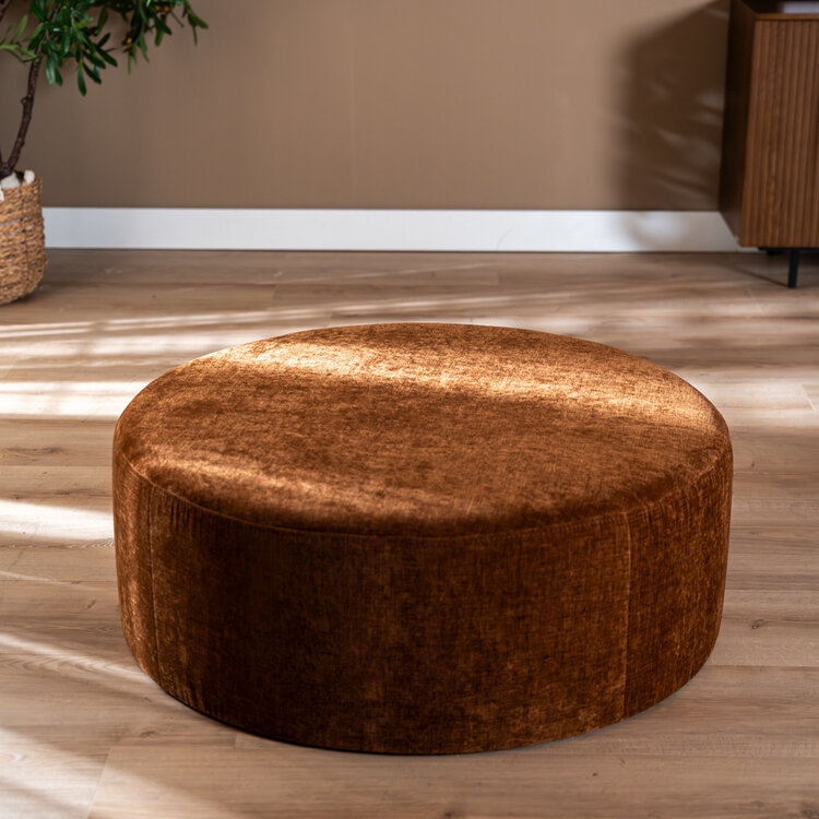 Poef Elle rond chenille koper ø100 cm