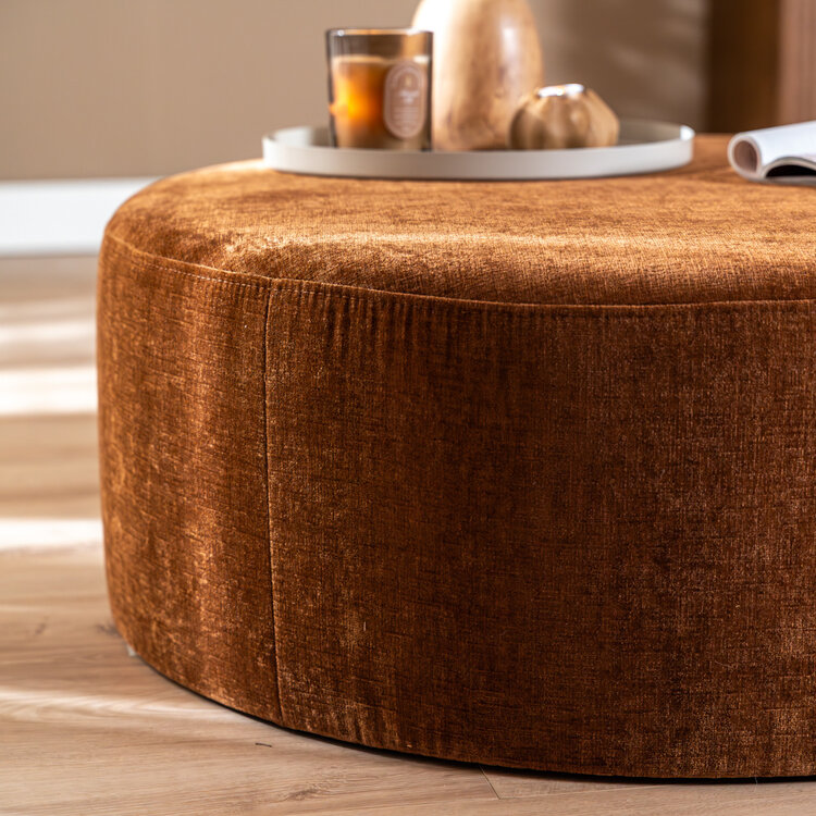 Poef Elle rond chenille koper ø100 cm