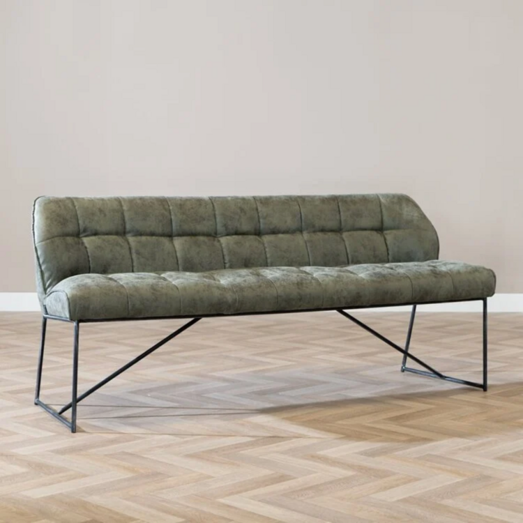 Eetkamerbank Abel olijfgroen microvezel 155 cm