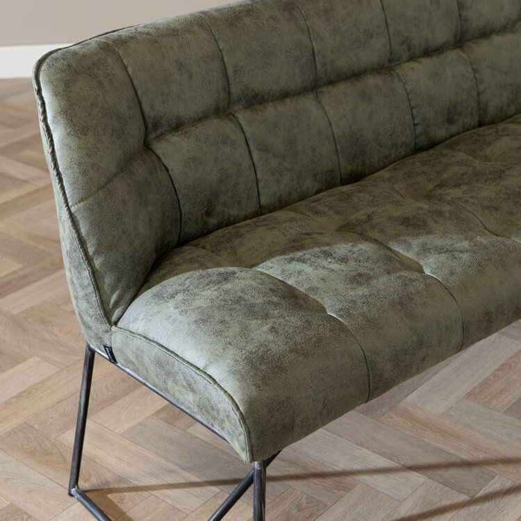 Eetkamerbank Abel olijfgroen microvezel 155 cm