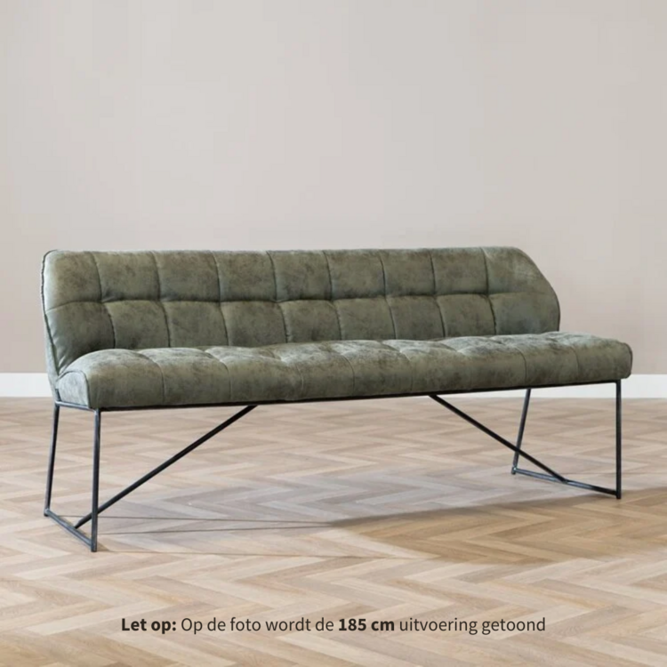 Eetkamerbank Abel olijfgroen microvezel 155 cm