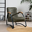 Industriële fauteuil Ivy eco-leer olijfgroen