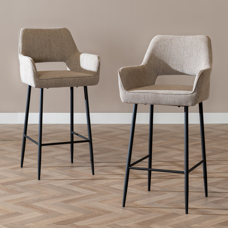 Scandinavische barkruk Inga gerecyclede stof taupe 78 cm
