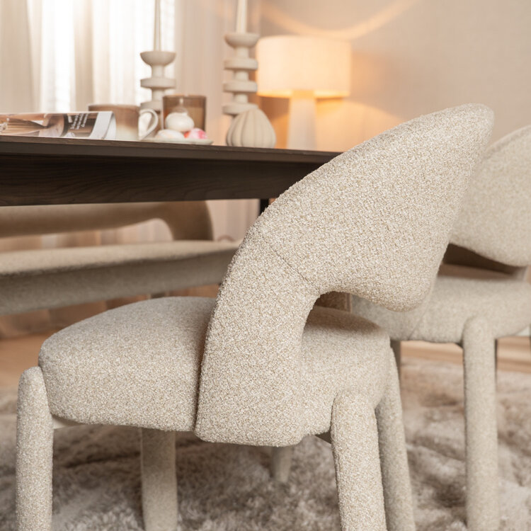 Eetkamerstoel Dean bouclé taupe