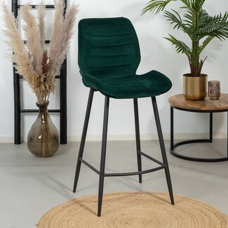 Velvet barkruk Toby donkergroen 71 cm
