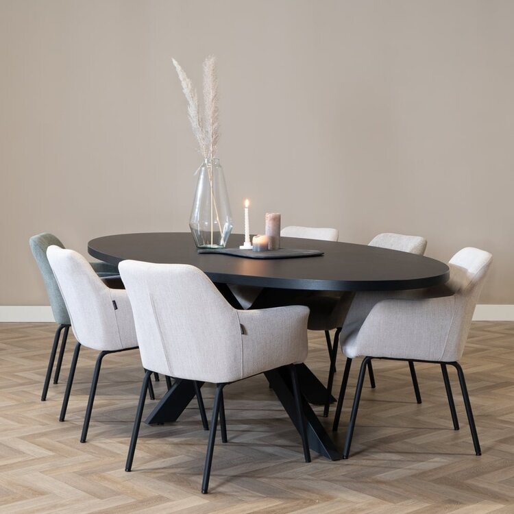 Eettafel Carl melamine zwart ovaal 270 x 130 cm