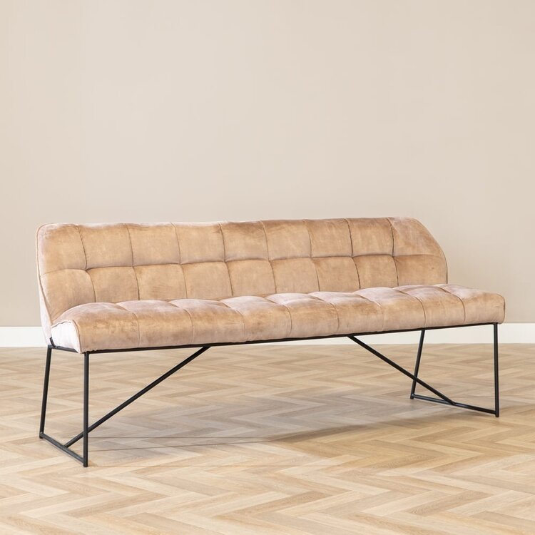 Velvet eetkamerbank Janna taupe 185 cm