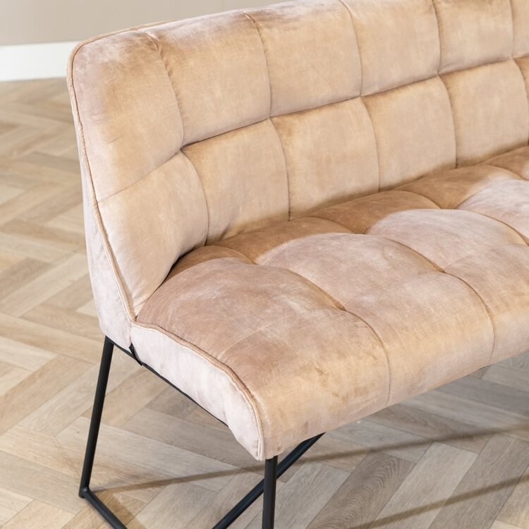 Velvet eetkamerbank Janna taupe 185 cm