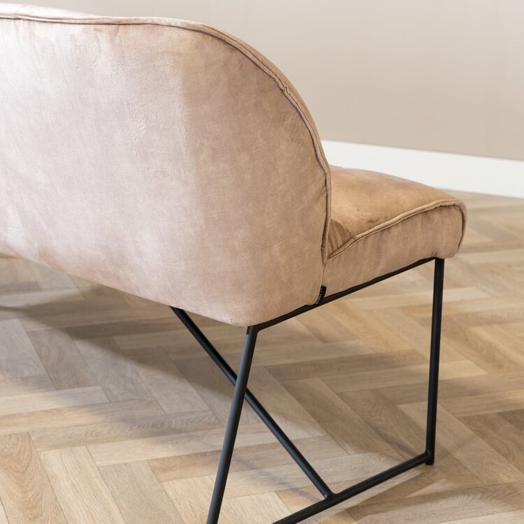 Velvet eetkamerbank Janna taupe 185 cm