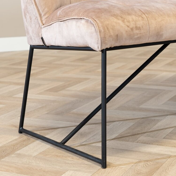 Velvet eetkamerbank Janna taupe 185 cm