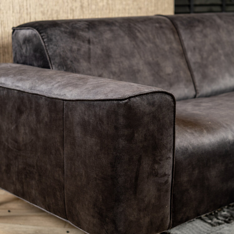 Velvet hoekbank Vegas antraciet links/rechts