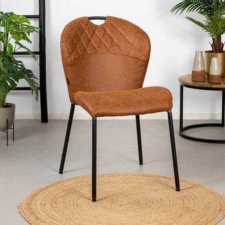Stapelbare eetkamerstoel Fay cognac eco leer