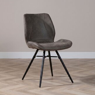 Industriële eetkamerstoel Barrel antraciet eco-leer