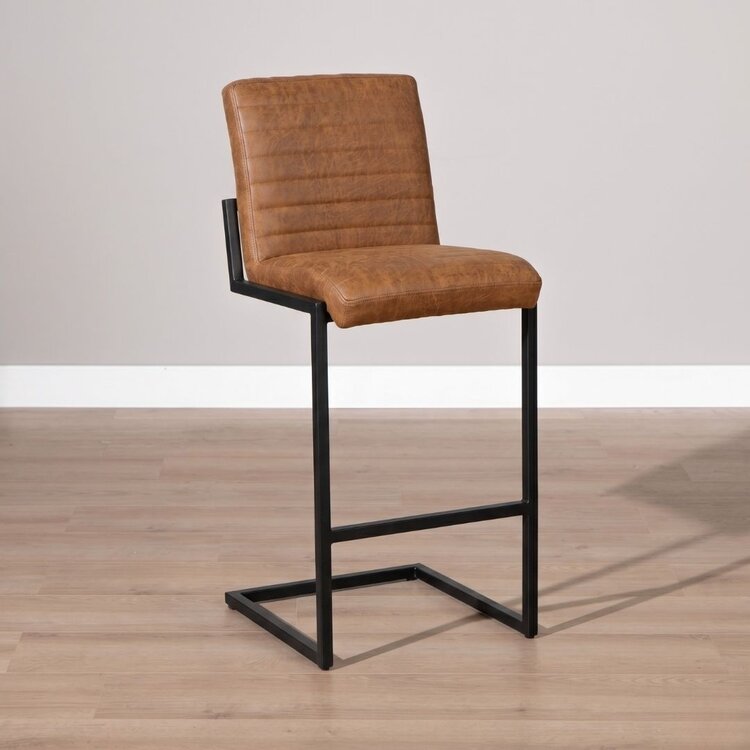 Industriële barkruk Block cognac eco-leer 79 cm