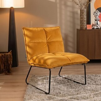 Velvet fauteuil Malaga okergeel