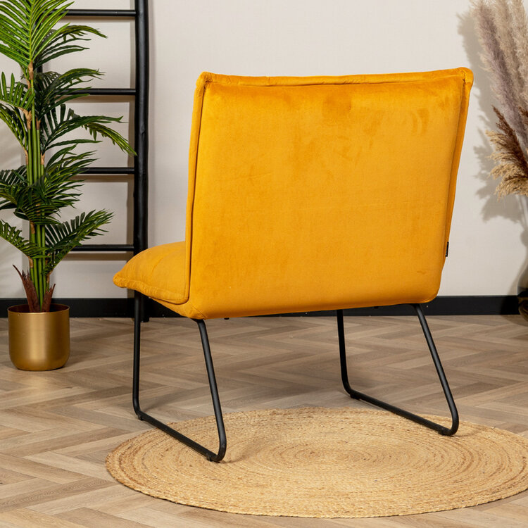 Velvet fauteuil Malaga okergeel