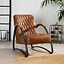 Industriële fauteuil Ivy eco-leer cognac
